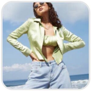 Motel Rocks Like Green Satin 2-Piece Top